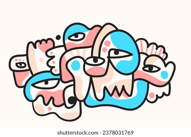 La estilización facial contemporánea se encuentra con la artesanía artística en estas ilustraciones vectoriales.