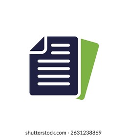 Um ícone de arquivo contemporâneo que representa efetivamente um documento adornado com linhas de cabeçalho ao lado de uma pasta. Este design é ideal para uso em aplicativos de software ou vários tipos de sites