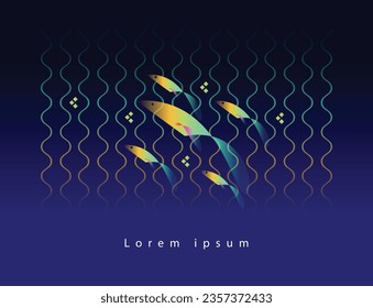 Contemporary fish design in gradient color. home decoration. Auspicious, Luxury, elegant, Cover, Modern Poster