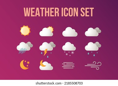 Contemporary  flat weather icon set