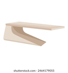 Contemporary floating wooden shelf design, vector illustration on a white background