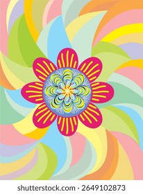 Contemporary floral artwork. Design for various design purposes. As a visual design element,  brochures, social media ads, invitations, event posters, cheerful themed decorations.