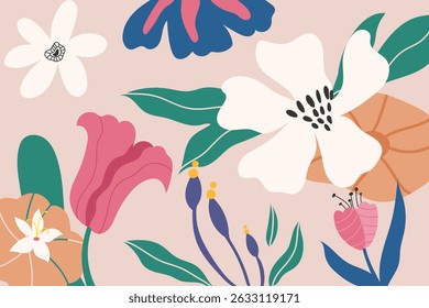 Contemporary Floral and botanical background for invitation, banner, decoration and more
