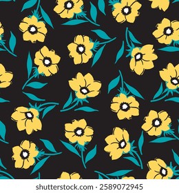 Contemporary Floral Design with Chic Yellow Floral. Ideal for spring-inspired textiles, wallpapers, and packaging, this vibrant design adds a touch of elegance and energy to any project