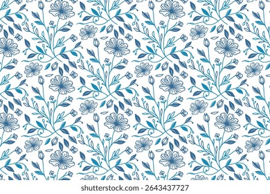 contemporary floral pattern with single line petals and leaves for decorative kitchen wear pillowcases and wrapping design


