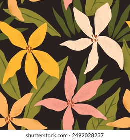 Contemporary floral seamless pattern. Orchids exotic design for paper, cover, fabric, interior decor and other users.