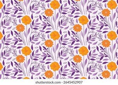 contemporary flower pattern featuring single line sketches and organic flow ideal for bedsheet covers and textile design

