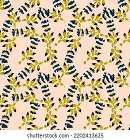 Contemporary flower seamless pattern. Creative botanical floral ornament. Strange plants endless wallpaper. Naive art. Simple design for fabric, textile print, wrapping, cover. Vector illustration