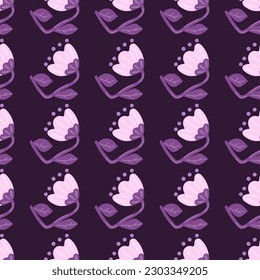 Contemporary flower seamless pattern. Cute stylized flowers background. Decorative naive botanical wallpaper. For fabric design, textile print, wrapping paper, cover. Vector illustration