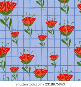 Patrón de flores contemporáneas sin soldadura. Papel de pared de flores estilizadas. Marco botánico ingenuo y decorativo. Para el diseño de tejidos, impresión textil, papel de envoltura, cubierta. Ilustración del vector