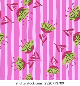 Contemporary flower seamless pattern. Cute stylized flowers wallpaper. Decorative naive botanical backdrop. For fabric design, textile print, wrapping paper, cover. Vector illustration
