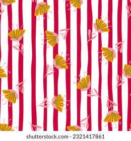 Contemporary flower seamless pattern. Cute stylized flowers wallpaper. Decorative naive botanical backdrop. For fabric design, textile print, wrapping paper, cover. Vector illustration