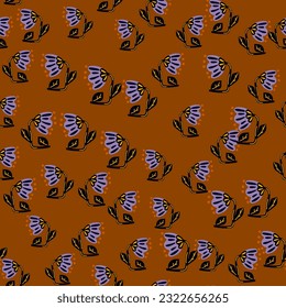 Contemporary flower seamless pattern. Cute stylized flowers background. Decorative naive botanical wallpaper. For fabric design, textile print, wrapping paper, cover. Vector illustration