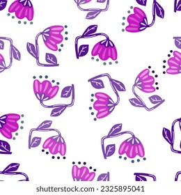 Patrón de flores contemporáneas sin soldadura. Un bonito fondo de flores estilizadas. Papel de pared naïf decorativo. Para el diseño de tejidos, impresión textil, papel de envoltura, cubierta. Ilustración del vector