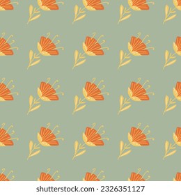 Patrón de flores contemporáneas sin soldadura. Papel de pared de flores estilizadas. Marco botánico ingenuo y decorativo. Para el diseño de tejidos, impresión textil, papel de envoltura, cubierta. Ilustración del vector