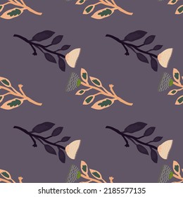 Contemporary flower seamless pattern. Elegant botanical floral wallpaper. Abstract plants endless ornament. Simple design for fabric, textile print, wrapping paper, cover. Vector illustration