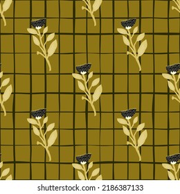 Contemporary flower seamless pattern. Elegant botanical floral wallpaper. Abstract plants endless ornament. Simple design for fabric, textile print, wrapping paper, cover. Vector illustration