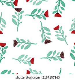 Patrón de flores contemporáneas sin soldadura. Elegante tapiz botánico floral. Resumen de plantas ornamento interminable. Diseño sencillo para tela, imprenta textil, papel envolvente, cubierta. Ilustración del vector