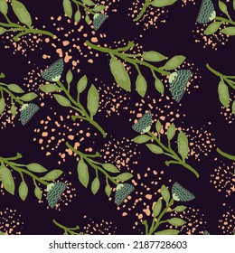 Contemporary flower seamless pattern. Elegant botanical floral wallpaper. Abstract plants endless ornament. Simple design for fabric, textile print, wrapping paper, cover. Vector illustration