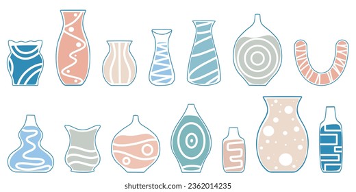 Contemporary flower vases set vector illustration