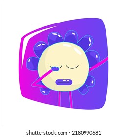 Contemporary funny smile avatar square in retro comic style. Psychedelic emotions smile character in area. Modern retro abstract design. Daisy flower character emoji. Pop art sticker pack