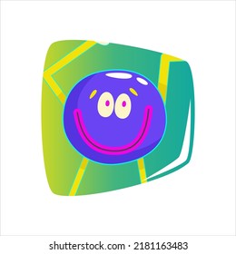 Contemporary Funny Smile Avatar Square In Retro Comic Style. Psychedelic Emotions Smile Character In Area. Modern Retro Abstract Design. Round Character Emoji. Pop Art Sticker Pack