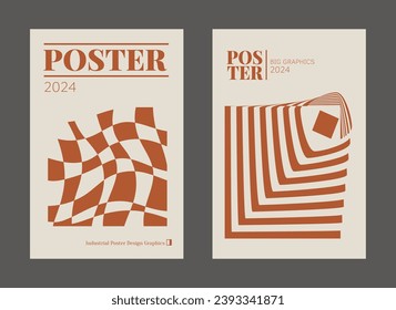 Contemporary futuristic posters. A set of modern covers with a minimalistic silhouette, graphic elements, basic drawings, geometric shapes. Conceptual business design in retro style. Brutalism print