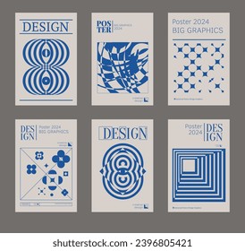 Contemporary futuristic posters. A set of modern covers with a minimalistic silhouette, graphic elements, basic drawings, geometric shapes. Conceptual business design in retro style. Brutalism print