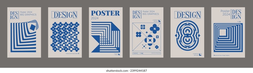 Contemporary futuristic posters. A set of modern covers with a minimalistic silhouette, graphic elements, basic drawings, geometric shapes. Conceptual business design in retro style. Brutalism print