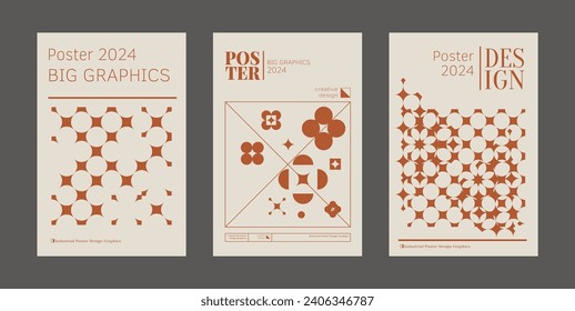 Contemporary futuristic posters. A set of modern covers with a minimalistic silhouette, graphic elements, basic drawings, geometric shapes. Conceptual business design in retro style. Brutalism print