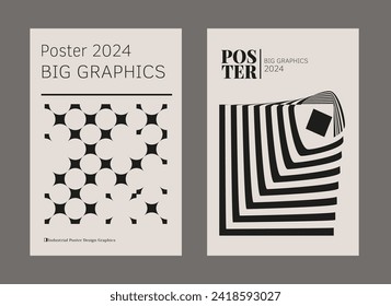 Contemporary futuristic posters. A set of modern covers with a minimalistic silhouette, graphic elements, basic drawings, geometric shapes. Conceptual business design in retro style. Brutalism print