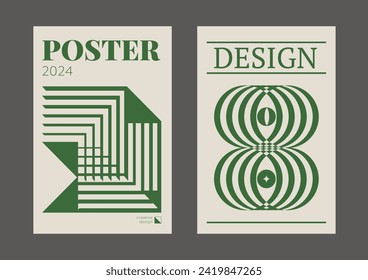 Contemporary futuristic posters. A set of modern covers with a minimalistic silhouette, graphic elements, basic drawings, geometric shapes. Conceptual business design in retro style. Brutalism print