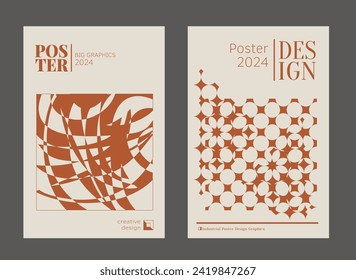 Contemporary futuristic posters. A set of modern covers with a minimalistic silhouette, graphic elements, basic drawings, geometric shapes. Conceptual business design in retro style. Brutalism print