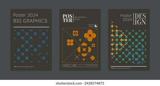 Contemporary futuristic posters. A set of modern covers with a minimalistic silhouette, graphic elements, basic drawings, geometric shapes. Conceptual business design in retro style. Brutalism print
