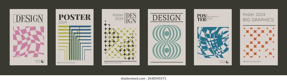 Contemporary futuristic posters. A set of modern covers with a minimalistic silhouette, graphic elements, basic drawings, geometric shapes. Conceptual business design in retro style. Brutalism print