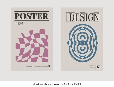 Contemporary futuristic posters. A set of modern covers with a minimalistic silhouette, graphic elements, basic drawings, geometric shapes. Conceptual business design in retro style. Brutalism print