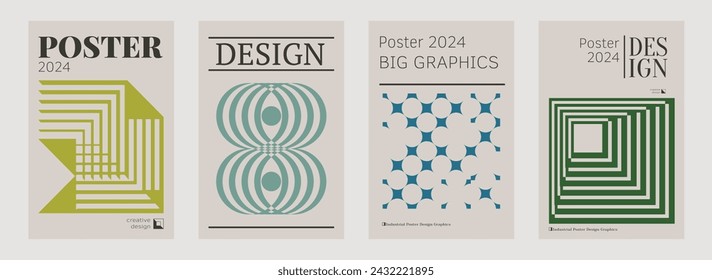 Contemporary futuristic posters. A set of modern covers with a minimalistic silhouette, graphic elements, basic drawings, geometric shapes. Conceptual business design in retro style. Brutalism print