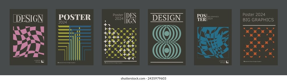 Contemporary futuristic posters. A set of modern covers with a minimalistic silhouette, graphic elements, basic drawings, geometric shapes. Conceptual business design in retro style. Brutalism print