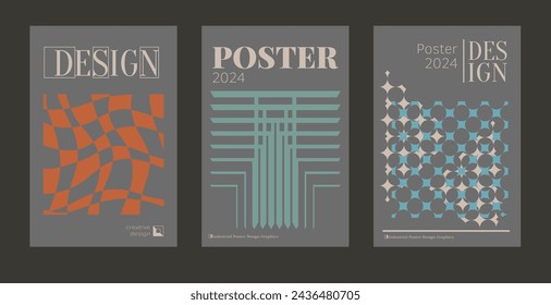 Contemporary futuristic posters. A set of modern covers with a minimalistic silhouette, graphic elements, basic drawings, geometric shapes. Conceptual business design in retro style. Brutalism print