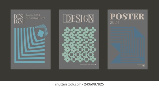 Contemporary futuristic posters. A set of modern covers with a minimalistic silhouette, graphic elements, basic drawings, geometric shapes. Conceptual business design in retro style. Brutalism print