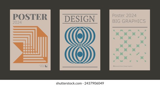 Contemporary futuristic posters. A set of modern covers with a minimalistic silhouette, graphic elements, basic drawings, geometric shapes. Conceptual business design in retro style. Brutalism print