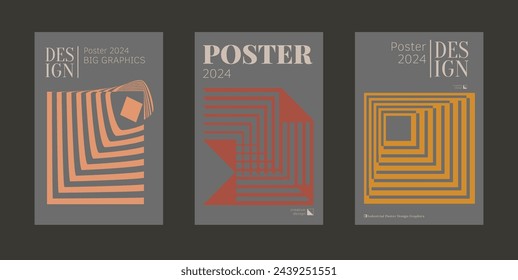 Contemporary futuristic posters. A set of modern covers with a minimalistic silhouette, graphic elements, basic drawings, geometric shapes. Conceptual business design in retro style. Brutalism print
