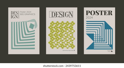 Contemporary futuristic posters. A set of modern covers with a minimalistic silhouette, graphic elements, basic drawings, geometric shapes. Conceptual business design in retro style. Brutalism print