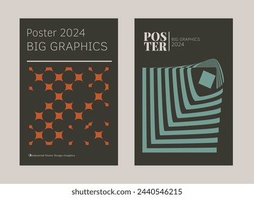 Contemporary futuristic posters. A set of modern covers with a minimalistic silhouette, graphic elements, basic drawings, geometric shapes. Conceptual business design in retro style. Brutalism print
