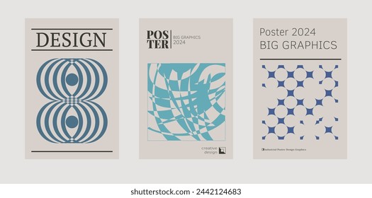 Contemporary futuristic posters. A set of modern covers with a minimalistic silhouette, graphic elements, basic drawings, geometric shapes. Conceptual business design in retro style. Brutalism print