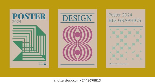 Contemporary futuristic posters. A set of modern covers with a minimalistic silhouette, graphic elements, basic drawings, geometric shapes. Conceptual business design in retro style. Brutalism print