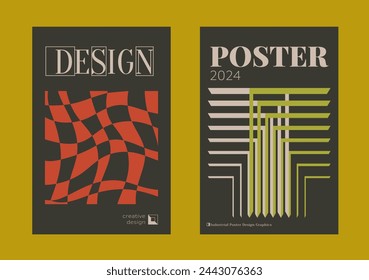 Contemporary futuristic posters. A set of modern covers with a minimalistic silhouette, graphic elements, basic drawings, geometric shapes. Conceptual business design in retro style. Brutalism print