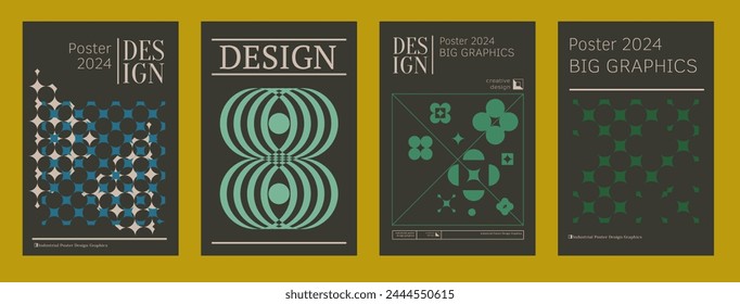 Contemporary futuristic posters. A set of modern covers with a minimalistic silhouette, graphic elements, basic drawings, geometric shapes. Conceptual business design in retro style. Brutalism print