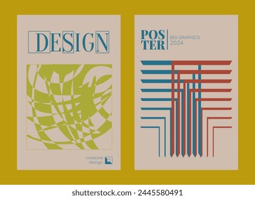 Contemporary futuristic posters. A set of modern covers with a minimalistic silhouette, graphic elements, basic drawings, geometric shapes. Conceptual business design in retro style. Brutalism print