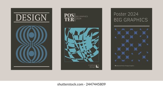 Contemporary futuristic posters. A set of modern covers with a minimalistic silhouette, graphic elements, basic drawings, geometric shapes. Conceptual business design in retro style. Brutalism print